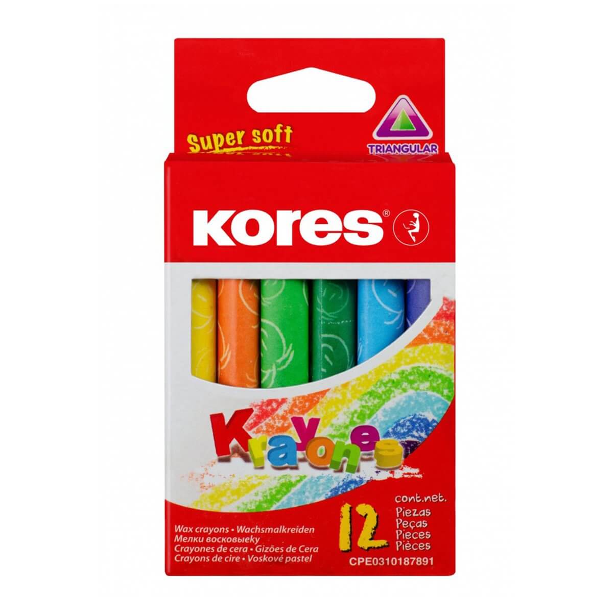 Creioane cerate Jumbo Kores, 12 bucati/set Creioane cerate Jumbo Kores, 12 bucati/set